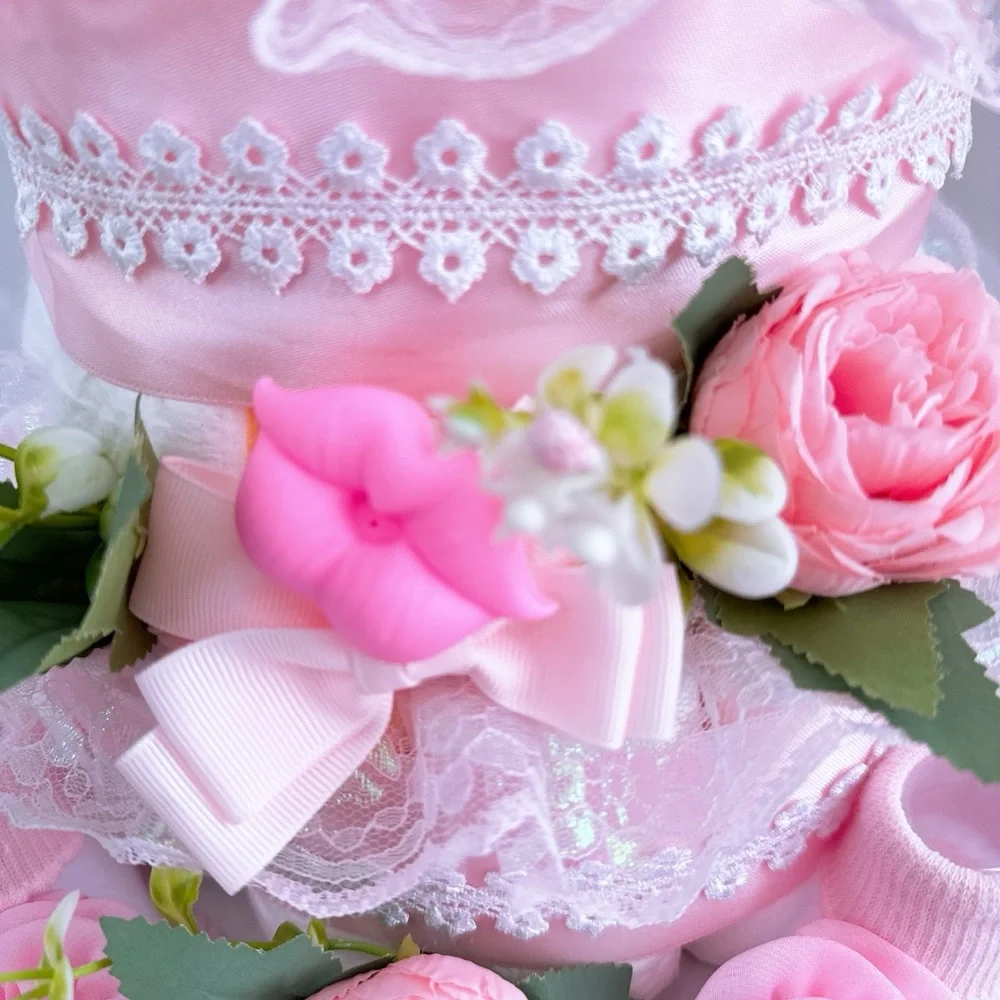 Baby Girl Diaper Cake, Flowers Baby Shower